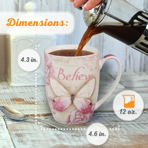 Miniatura 2 de Tazas con diseño de mariposa y texto: Blessed, Believe y Grace