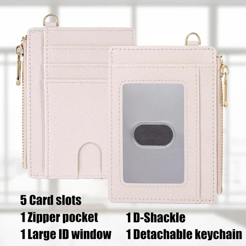Miniatura 2 de Suweibuke - Billetera delgada de bolsillo, con bloqueo RFID, tarjetero para tarjetas de crédito, mosquetón en D, ventana para identificación
