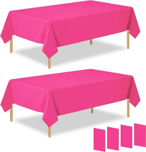 Miniatura 43 de Paquete de 2 manteles rectangulares desechables de plástico negro de 54 x 108 pulgadas, manteles de plástico negro para cumpleaños, bodas