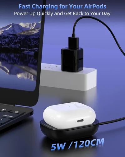 Miniatura 4 de Cargador para Airpod, cargador inalámbrico diseñado para Airpods 4 (ANC)/3ª/2ª generación, para el nuevo AirPod Pro 3 (2025)/2ª generación, Negro-2