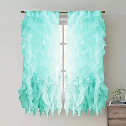 Miniatura 25 de Sweet Home Collection Paquete de 2 Paneles de Ventana Cortinas de Gasa Transparente con Volantes Verticales en Cascada Gris
