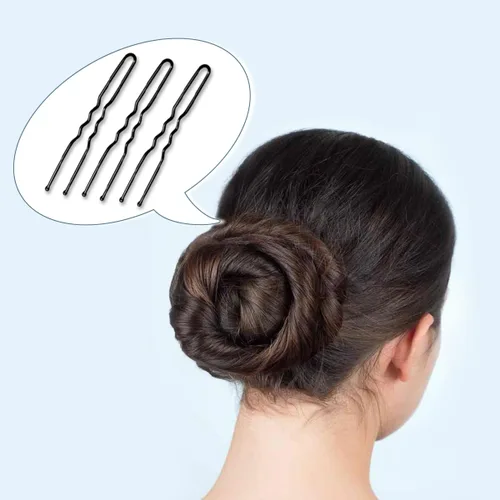 Miniatura 4 de Juego de 100 horquillas para el cabello onduladas invisibles en forma de U, grandes y resistentes para mujeres y moño de ballet con caja