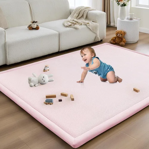Miniatura 16 de Alfombra de juego para acostar al bebé, alfombrilla para guardería, tapete tipo tatami de espuma viscoelástica de 1.3 pulgadas de grosor, para bebés