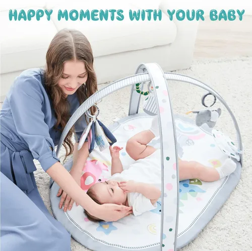 Miniatura 7 de ibabejoy - Tapete de juego para bebé, gimnasio de juego basado en escenarios con 2 fundas lavables a máquina para recién nacidos a niños, tapete