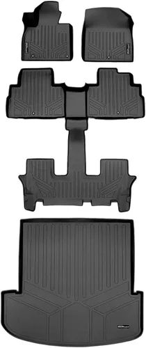 Miniatura 19 de SMARTLINER Juego de alfombrillas negras de tercera fila para todo tipo de clima, compatibles con Kia Telluride/Hyundai Palisade 2020-2023 con banco