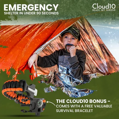 Miniatura 8 de CloudTen Emergency Tent: Lightweight 2 Person Survival Tent with Multi-Function Paracord Bracelets - Essential Survival Gear & Bug Out Bag Items for