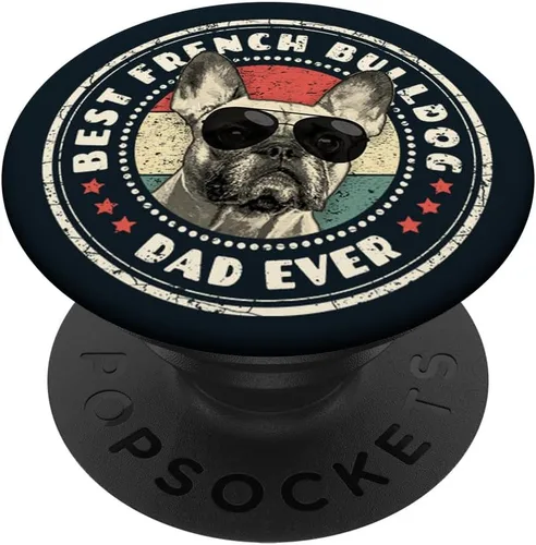 Best Frenchie Dad Ever Retro French Bulldog Lover Owner Dad PopSockets intercambiable PopGrip