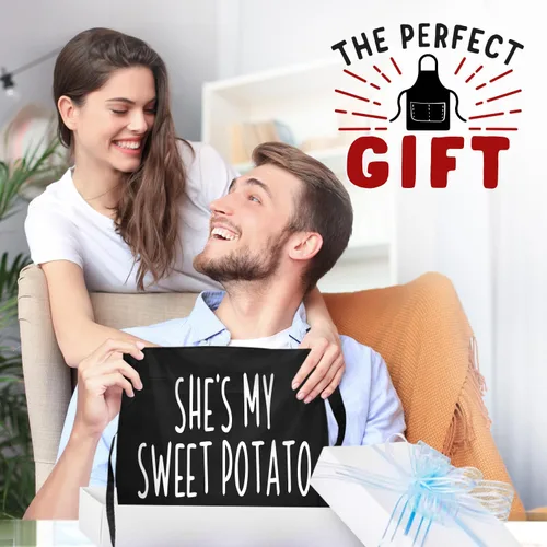 Miniatura 6 de Funny Couple Aprons Gift Ideas For Her Him Wedding, Engagement, Bridal, Birthday Kitchen Cooking Set