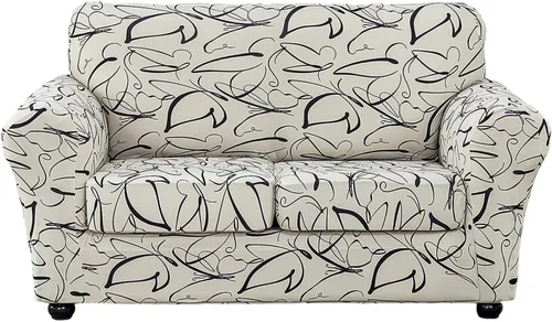 Miniatura 30 de KRFOONN - Fundas elásticas de 4 piezas para sillón y sofá, funda con estampado y 3 fundas independientes para cojines de asiento, lavables, Color01
