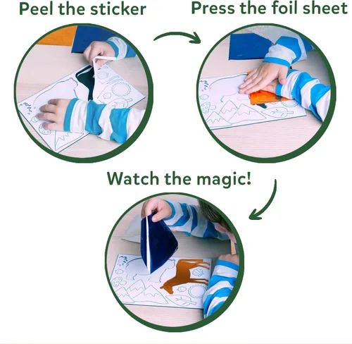 Miniatura 5 de Skillmatics Foil Fun - Mega pack de animales, arte sin desorden para niños, kits de manualidades y suministros, actividad creativa de bricolaje