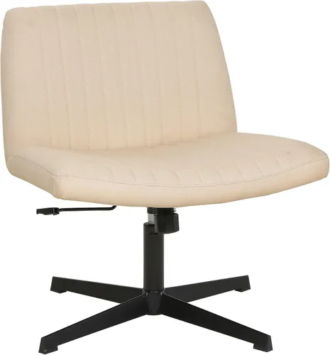 Miniatura 10 de FDW Silla Criss Cross sin brazos, silla de escritorio de oficina con patas cruzadas, ajustable, giratoria, ergonómica, sin ruedas, respaldo