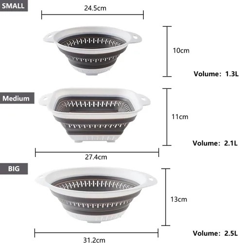 Miniatura 3 de Colador y colador plegable, coladores de silicona y coladores de alimentos, para verduras y frutas, esenciales de cocina