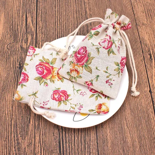 Miniatura 7 de Paquete de 24 bolsas de arpillera con doble cordón de color rosa, bolsa de arpillera de regalo, bolsas de lino reutilizables, bolsas de joyería