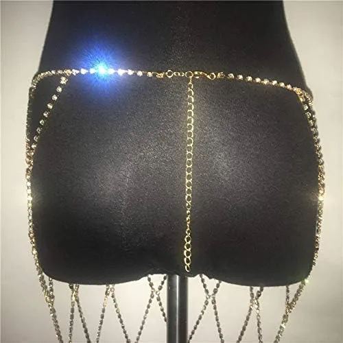 Miniatura 7 de Falda de diamantes de imitación para mujer cadena de cuerpo con franjas y cintura y cinturón de joyería sexy para cubrir para Rave Beach Dance Party
