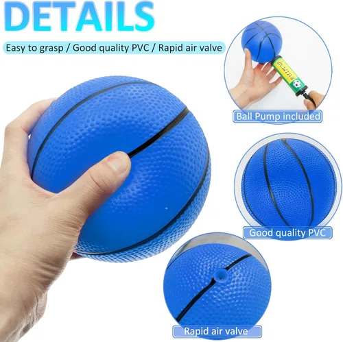 Miniatura 3 de Oleitodh Juego de 18 mini pelotas de baloncesto de 5 pulgadas, juego de pelotas de baloncesto pequeñas de PVC para juegos de aro sobre la puerta