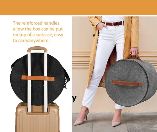 Miniatura 4 de Caja de almacenamiento de sombreros de fieltro, organizador portátil plegable para sombreros, con correa para el hombro y 2 asas, juguetes