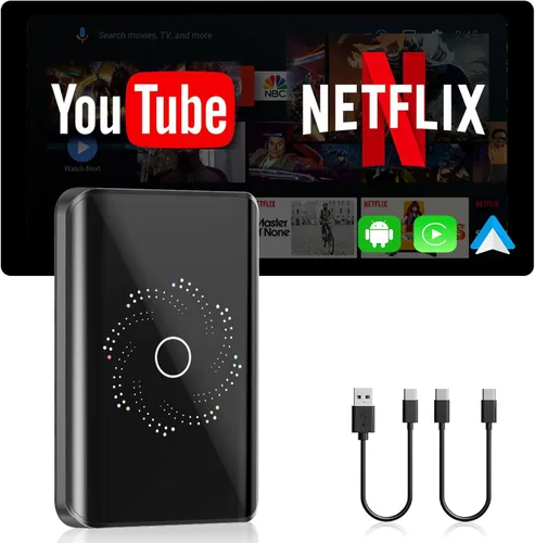 AI Box - Adaptador inalámbrico CarPlay y automático, Plug & Play, WiFi de doble banda, Bluetooth 5.4, soporte de video 4K, sistema Android 13.0,