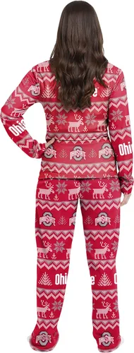 Miniatura 3 de FOCO NCAA para mujeres - Conjunto de pijamas familiares navideños a juego con patrón feo del equipo universitario de la NCAA Patrón feo navideño