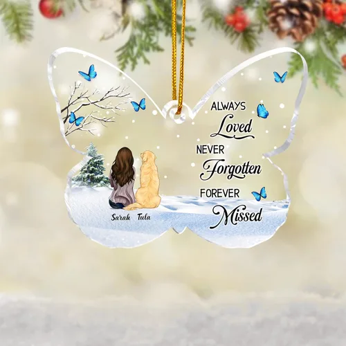 Miniatura 2 de Gossby Adorno conmemorativo de perro en forma de mariposa de acrílico personalizado – Regalo personalizado de condolencias de perro con diseño