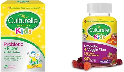 Culturelle Paquetes de probióticos para niños (mayores de 3 años), 24 unidades y gomitas probióticas diarias (mayores de 3 años), 60 unidades -