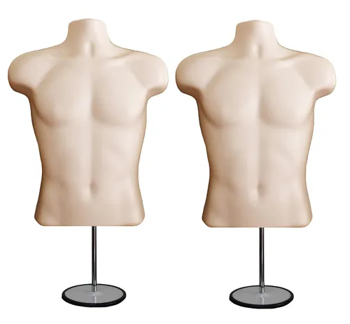 Miniatura 30 de Maniquí masculino de torso con soporte de metal, parte trasera hueca, cuerpo apilable, forma de vestido para exhibición de camisetas, mostrador