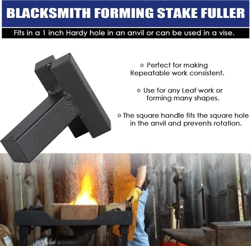 Miniatura 2 de Yoursme Blacksmith Hardy V Swage Forming Stake Forming Stake Fuller Cuchillo Making, hoja, armadura, yunque de forja