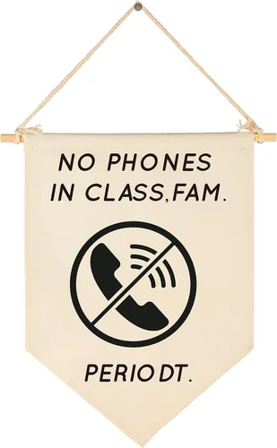 Divertida pancarta de pared con reglas para el aula, regalo para profesores, decoración inspiradora de pared de regreso a clases, sin teléfonos en