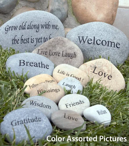 Miniatura 5 de Letrero de piedra grabada con texto en inglés "Please remove your shoes ", inspirador arenado, ideas de regalo únicas y hermosas, rocas naturales