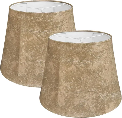 Miniatura 3 de TOOTOO STAR Juego de 2 pantallas de tambor, pantalla de barril de cuero para lámparas de mesa y de pie, pantallas medianas de aldea costera 25.4 cm
