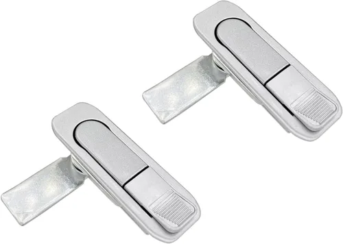 Miniatura 10 de Cerradura emergente para panel de gabinete eléctrico, cerradura de leva de puerta, color plateado con llaves (plata, llaves)