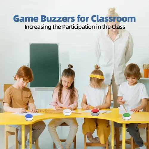 Miniatura 6 de Sistema de zumbador de juegos con pantalla, zumbadores de prueba de 8 jugadores, zumbadores para juegos de trivia, zumbadores de programas