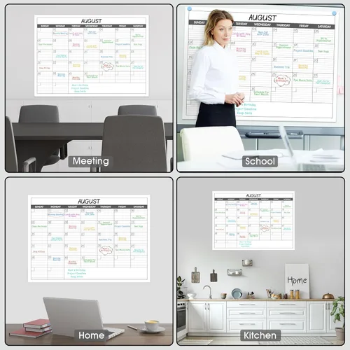 Miniatura 2 de Calendario grande de borrado en seco para pared, calendario de pared de 1 mes sin fecha, 40 x 30 pulgadas, calendario laminado borrable