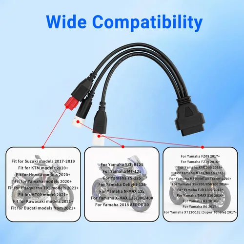 Miniatura 5 de 3pin 4 pin 6pin motor obd2 cable 3pin 4pin 6pin 6pin a 16pin Euro5 OBD moto 3 en 1 adaptador de diagnóstico OBDii Cable conector escáner para Yamaha