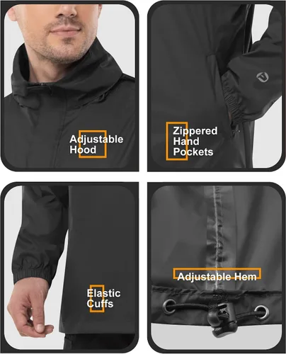 Miniatura 78 de Outdoor Ventures Chaqueta de lluvia para hombre, impermeable, ligera, plegable, para senderismo, golf, correr