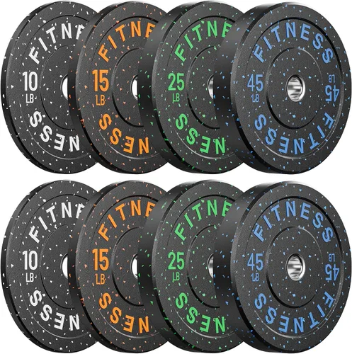 Miniatura 21 de Papababe Placas de peso, juego de placas de pesas de 2 pulgadas, placas de peso de goma protectoras para el suelo, placas de parachoques de 10 a 600