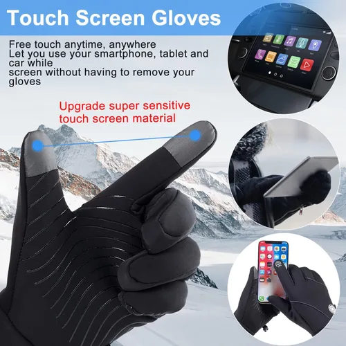 Miniatura 3 de Artelaris Guantes de invierno para hombres y mujeres, guantes térmicos resistentes al viento con pantalla táctil, guantes deportivos cálidos