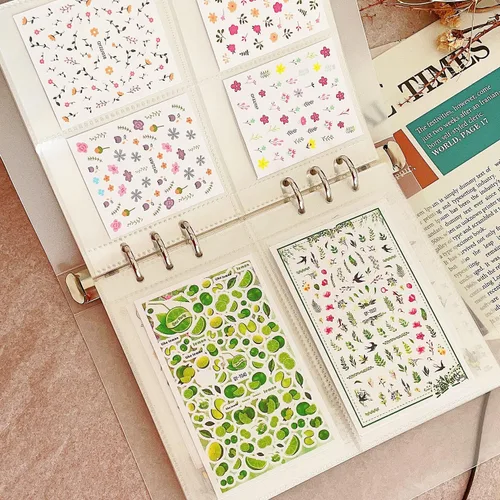 Miniatura 5 de Libro de almacenamiento de calcomanías para arte de uñas, 1 paquete de 120 ranuras, plástico, resistente al agua, diseño de dibujos animados, uso