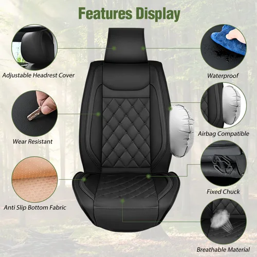 Miniatura 2 de Nilight Fundas de Asientos de Automóvil Impermeables Transpirables de Cuero Sintético Cojines Antideslizantes Funda Universal para Hyundai Honda