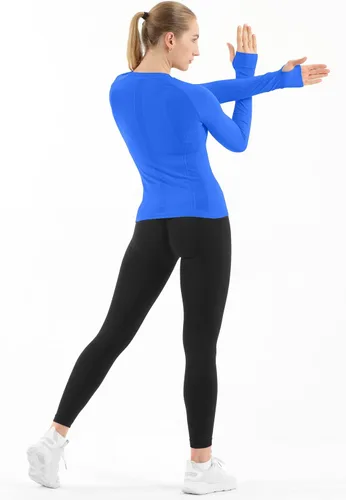 Miniatura 3 de MathCat - Camisetas de entrenamiento sin costuras para mujer, camisetas de yoga de manga larga, camiseta deportiva para correr, camiseta atlética