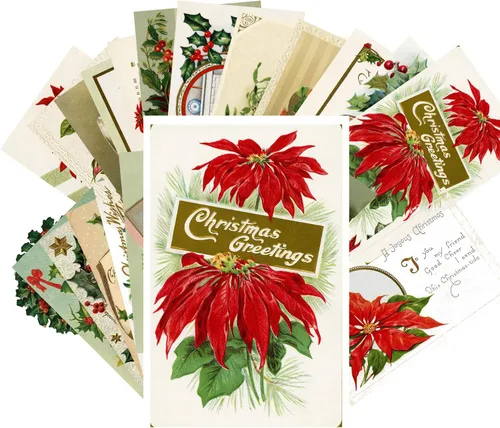 Miniatura 6 de PIXILUV Tarjetas de felicitación de Navidad vintage 24pcs Encantadora Navidad Niños Reimpresión antigua Postal Set