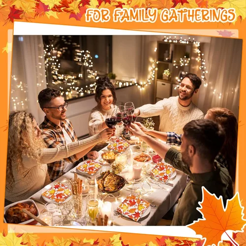 Miniatura 6 de Sherr 200 servilletas de papel de Acción de Gracias, servilletas de papel desechables para bebidas de otoño, toalla de invitados de otoño, toalla