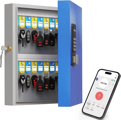 Miniatura 12 de WeHere Caja de bloqueo de llave inteligente de 192 teclas para montaje en pared, gabinete de llaves comercial con aplicación, teclado, Bluetooth
