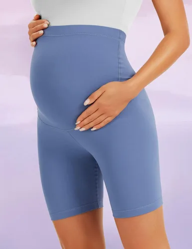 Miniatura 5 de BONVIGOR Pantalones cortos de maternidad sobre el vientre para ciclismo, entrenamiento, yoga, activo, atlético, embarazo, pantalones cortos de pijama