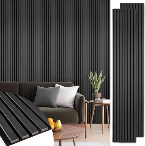 Miniatura 10 de Paneles de pared de listones de madera, paquete de 2 paneles de 106 x 23.6 pulgadas, paneles acústicos de madera para pared, paneles estriados 3D