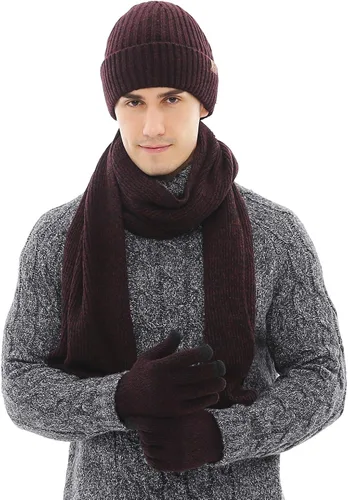 Miniatura 2 de Ecodudo Gorro y bufanda con pantalla táctil para hombres y mujeres (punto acanalado)