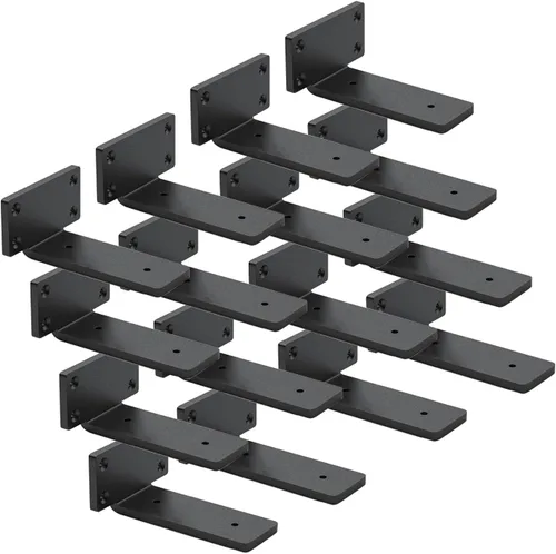 Miniatura 30 de Paquete de 4 soportes de estante flotantes de 8 pulgadas, soporte de estante oculto de 1/5 pulgadas de grosor, soportes de metal de hierro