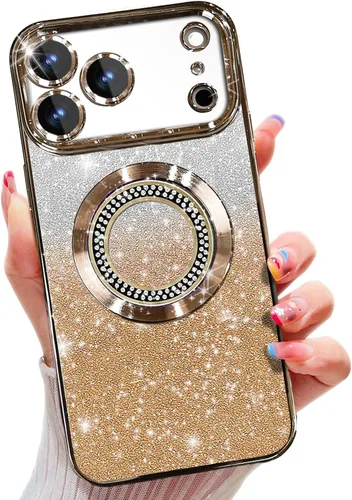 Miniatura 165 de Misscase Funda magnética con purpurina para iPhone 11 compatible con MagSafe, protección completa, delgada, a prueba de golpes, antiarañazos