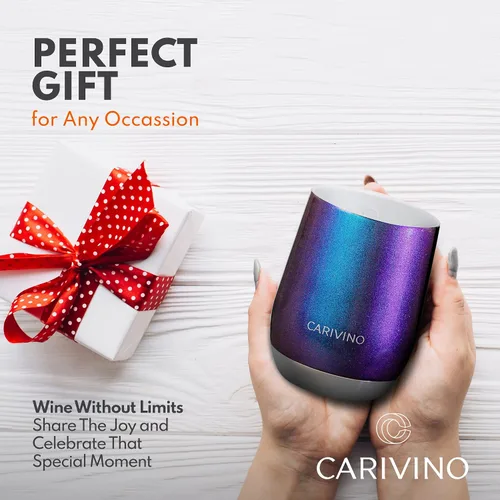 Miniatura 9 de Carivino Vaso de vino de lujo con interior de cerámica, base de corcho genuino y tapa Tritan, aislamiento al vacío de acero inoxidable avanzado