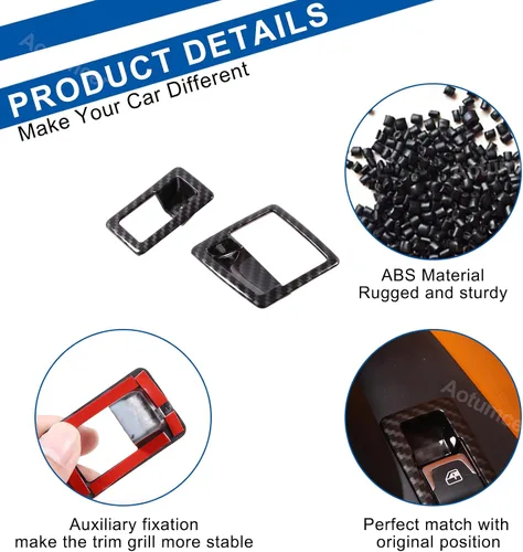 Miniatura 3 de Cubierta de botón de interruptor de bloqueo de puerta de fibra de carbono para Chevrolet Corvette C7 2014-2019, marco de botón de ventana
