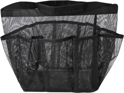 Miniatura 3 de eoocvt Organizador de ducha de malla, 8 bolsillos, de secado rápido, bolsa de aseo para baño, organizador de ducha, accesorios (negro)